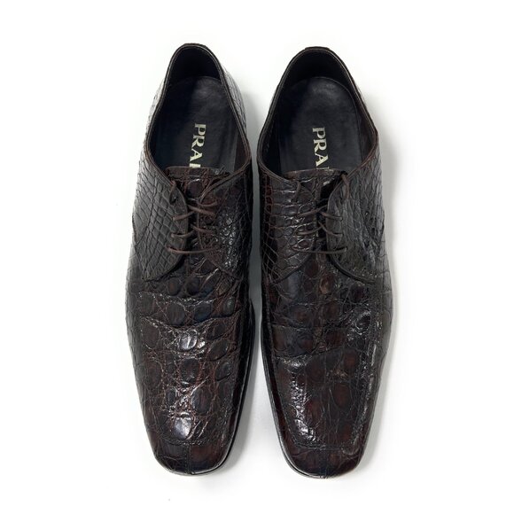 Prada Mens Crocodile Alligator Lace Up Split Toe Oxford Shoes Size 10.5 2E Wide - Picture 1 of 16
